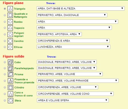 programma per risolvere problemi di geometria